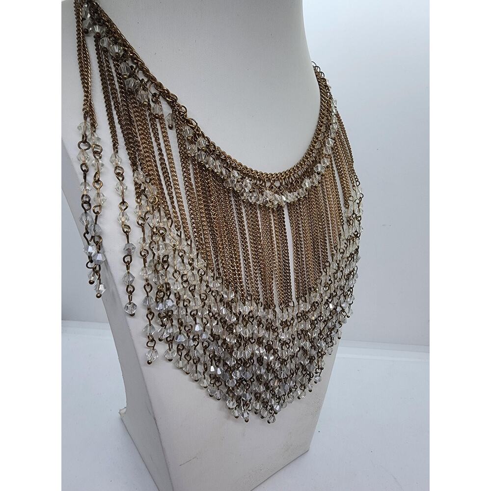 Paparazzi Zi Collection /donnalee Beaded Big Necklace Gold Chain Crystal Movemen - Picture 2 of 13